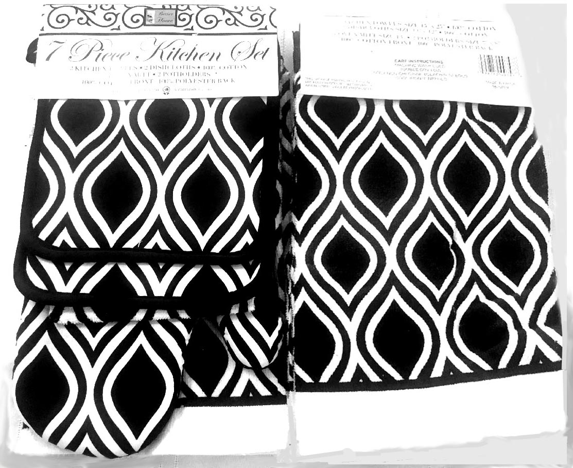 ! Black and White Stunning Geometric Kitchen Towels 7 piece set
